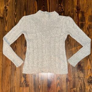 White House Black Market Light Gray Turtleneck Sweater with Pearl Detail